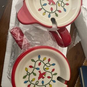 COPY - Temptations Merry Chef mugs with ceramic top and stir spoon. NWT
